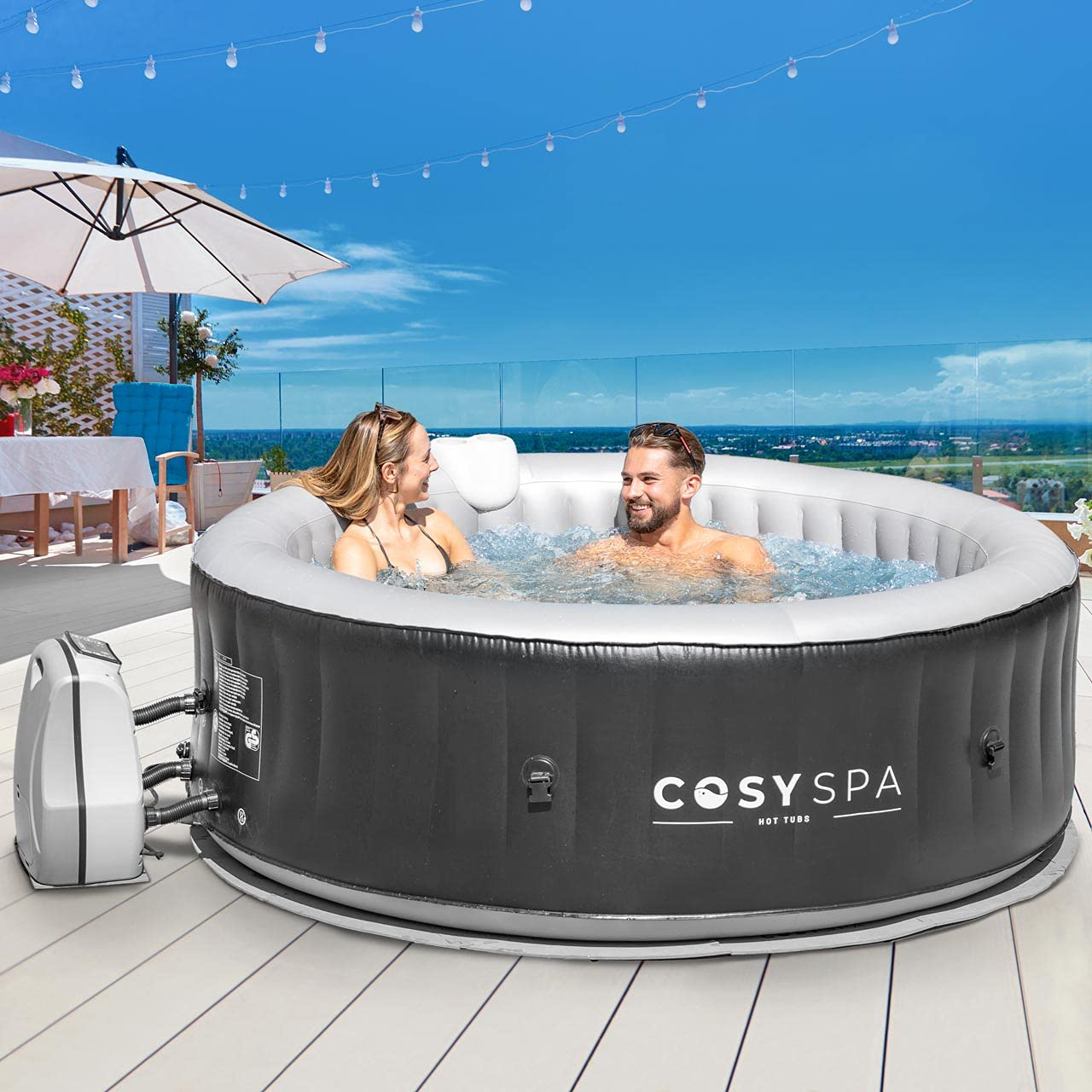 【Sports&Outdoors】Inflatable Hot Tub Spa – Outdoor Bubble Hot Tub | 2-6 Person Capacity