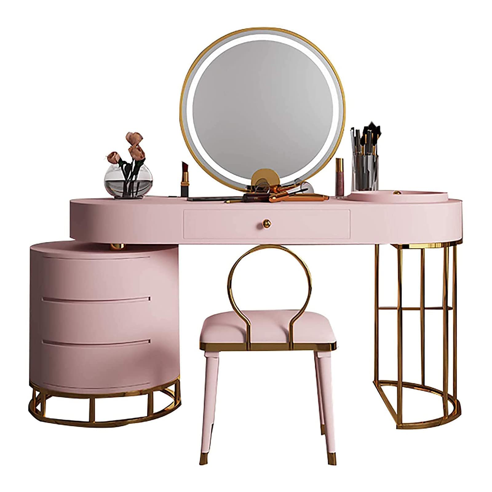 【Furniture】Dressing Table Set Vanity Desk Makeup Table with LED Lights Adjustable Brightness Mirror