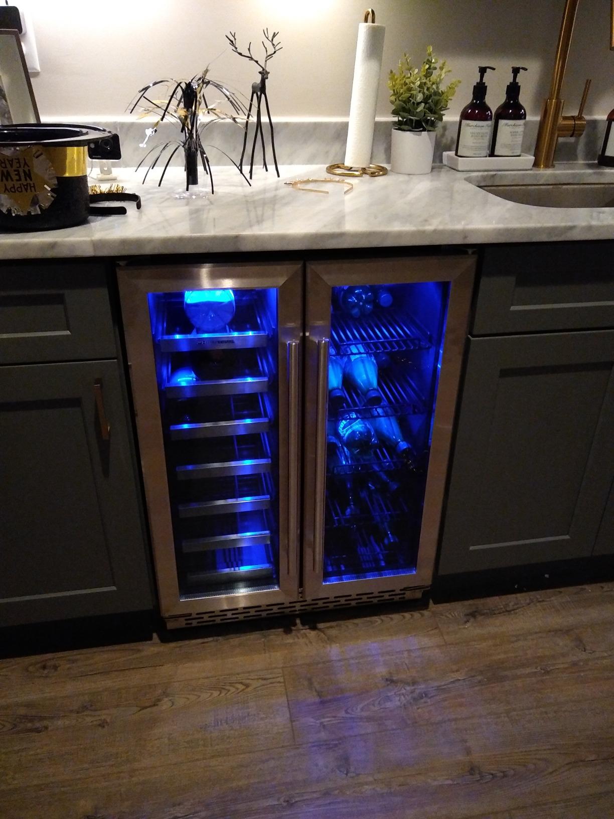 【Appliances】Phiestina 24 Inch Under Counter Wine Cooler - 46 Bottle Built-In Dual Zone Compressor Wine Refrigerator