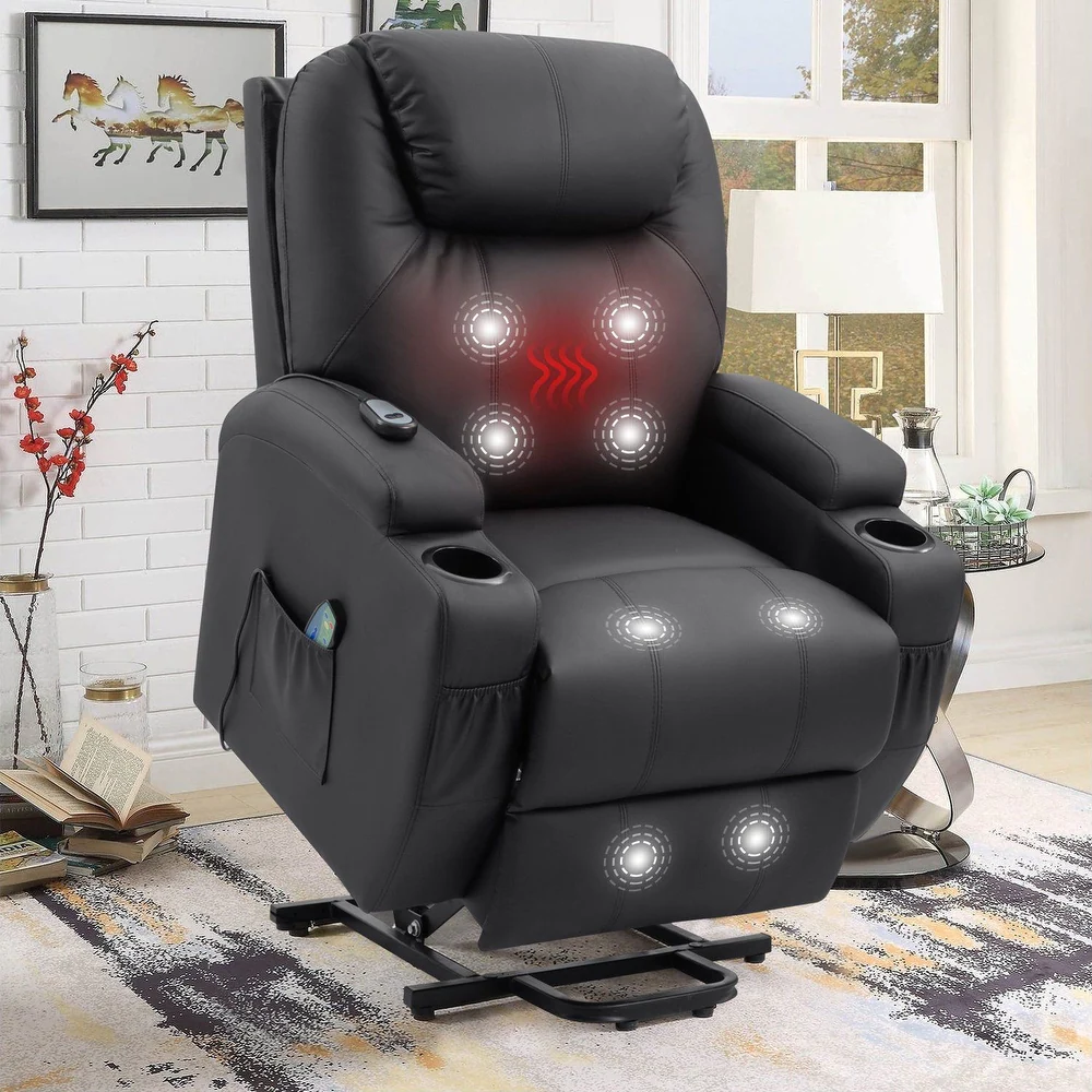 Faux Leather Power Lift Recliner Chair with Massage and Heat