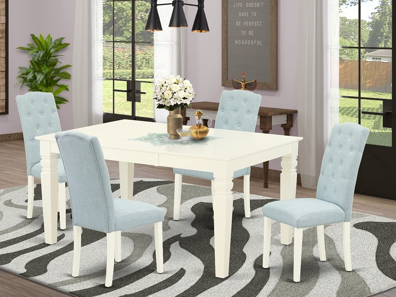 East West Furniture WECE7-BLK-21 Dining Set