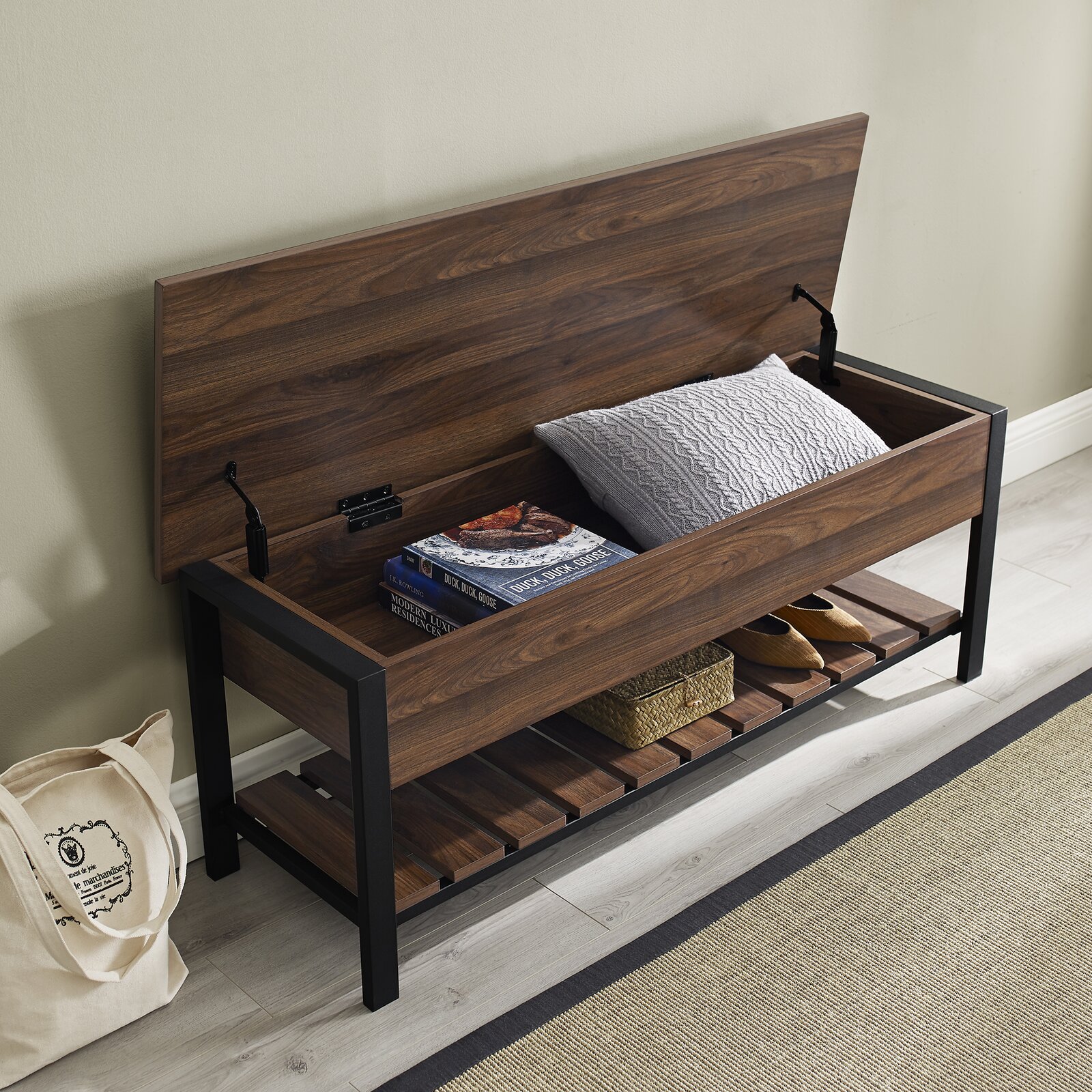 【Furniture】Ochlocknee Flip Top Storage Bench
