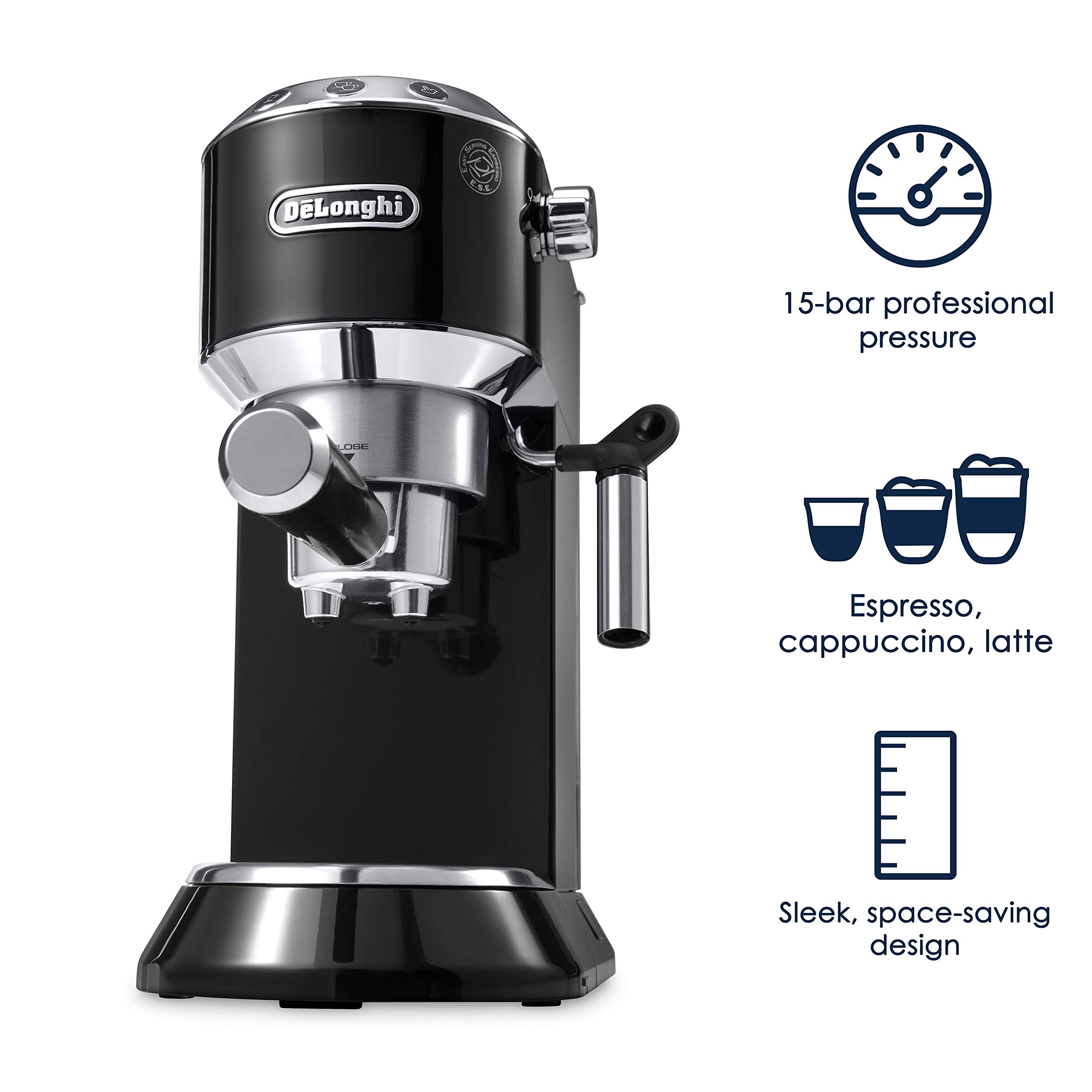 【Appliances】15 Bar Stainless Steel Slim Espresso & Cappuccino Machine,Advanced Cappuccino System