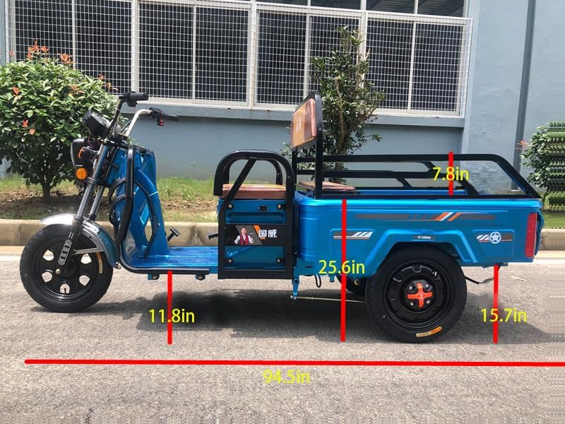 Electric tricycle, adult electric tricycle,agricultural tricycle,garden car, warehouse car, 1000W differential motor,60V~ 32a large capacity battery,250KG loader hopper, Astern please pay attention