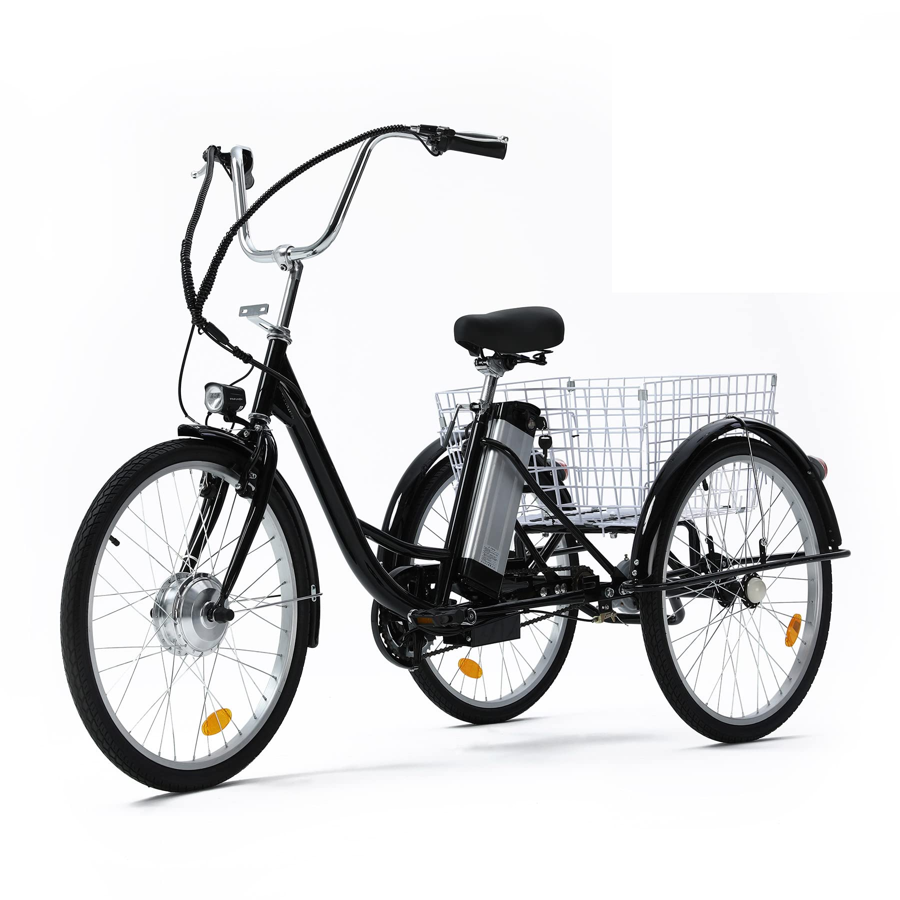【Sports&Outdoors】3 Wheel Electric Bike for Adults with 250w Motor, Bike Tube, Removable 36V 10Ah Lithium Battery