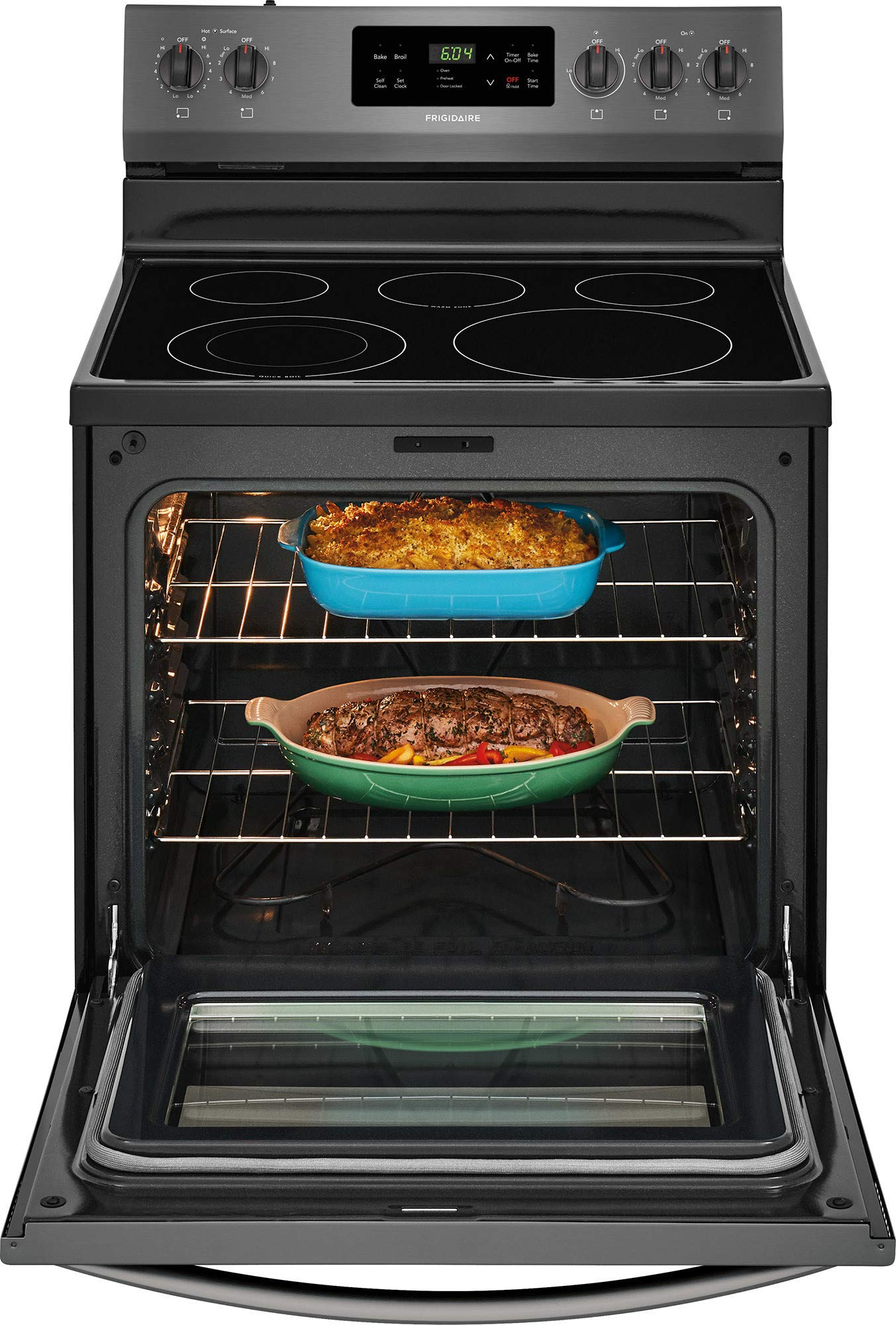 【Appliances】30 Freestanding Electric Range with 5.3 cu. ft. Capacity 2 Oven Racks Storage Drawer 5 Heating Elements
