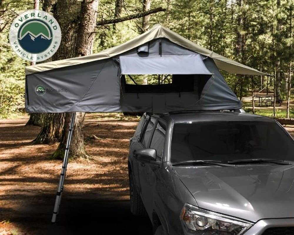 【Sports&Outdoors】Nomadic 2 Extended Roof Top Tent - Dark Gray Base with Green Rain Fly & Black Cover Universal