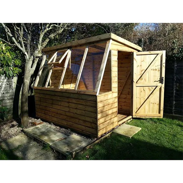 【Home&Garden】【BS】12 x 8 ft Garden Storage Shed Double Door Wooden Potting Shed Greenhouse