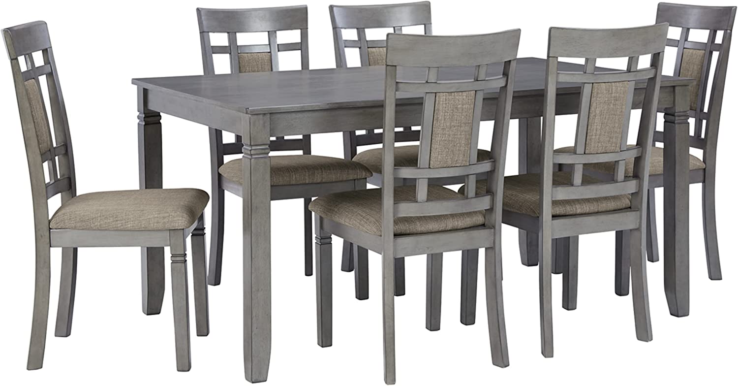 Signature Design by Ashley Jayemyer 7 Piece Dining Room Set, Includes Table and 6 Chairs, Dark Gray