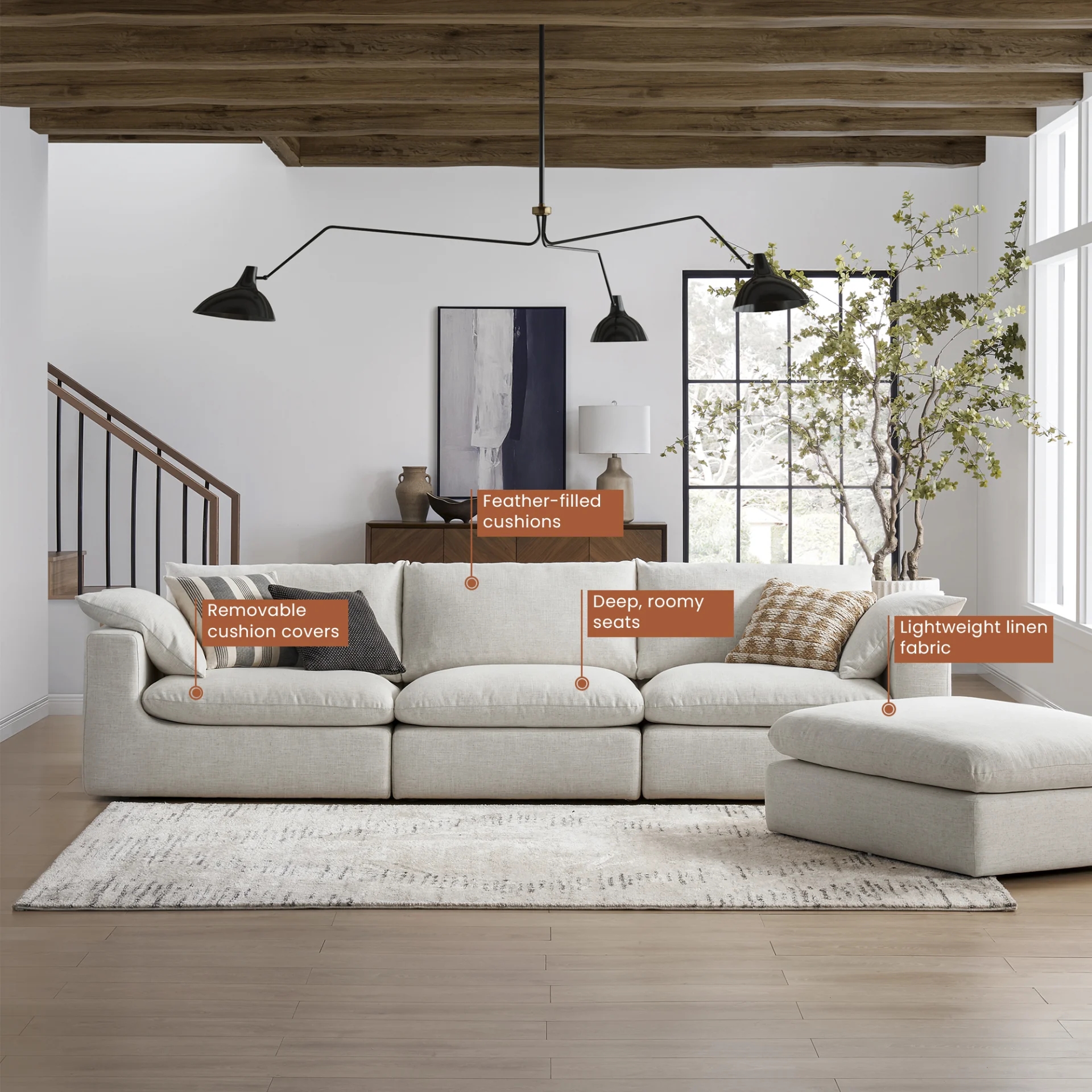 Dawson Chaise Sectional Sofa with Ottoman