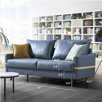 Mishangou 72-inch sofa, medieval 3-person tufted two-seater sofa