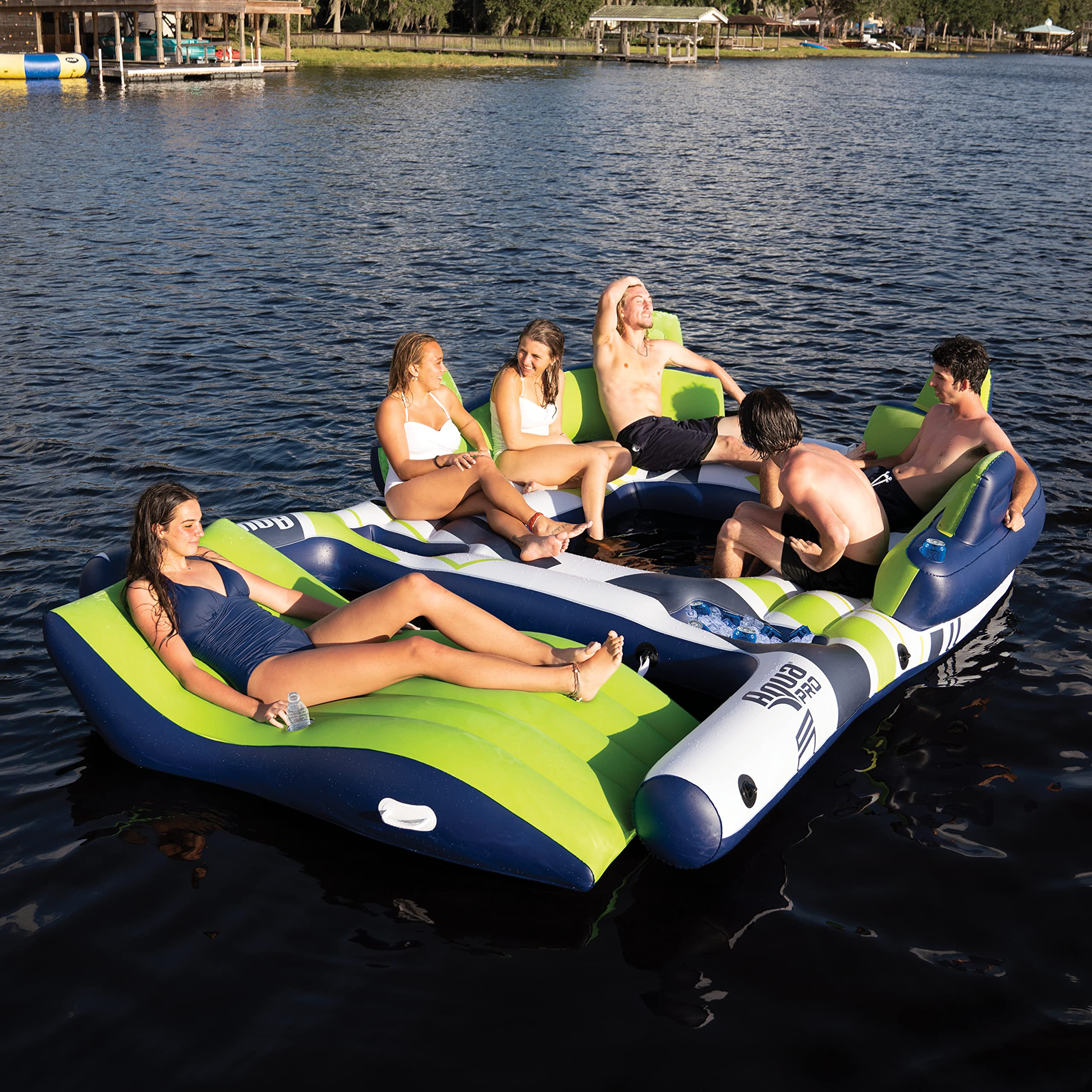 【Sports&Outdoors】Inflatable Lake Float for Adults | Floating Island, Lake Raft with Docking Lounger