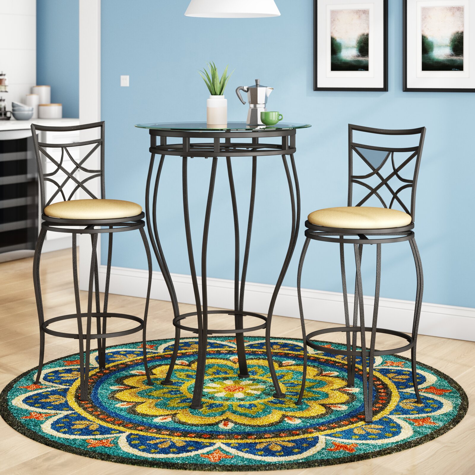 【Furniture】Fretwell 2 - Person Bar Height Dining Set