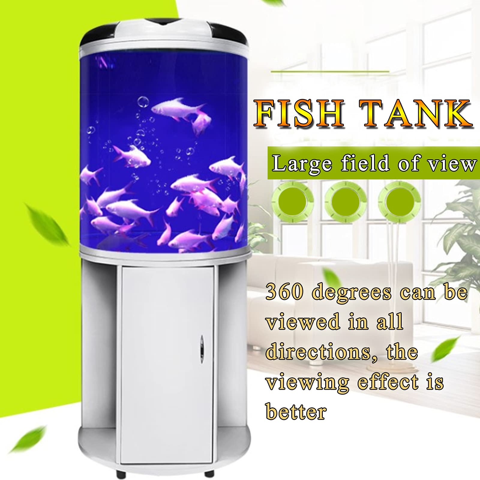 【Pet】Semi-Circular Fish Tank, Silent Acrylic Aquarium for Home Office Living Room, Water-Free Fish Tank