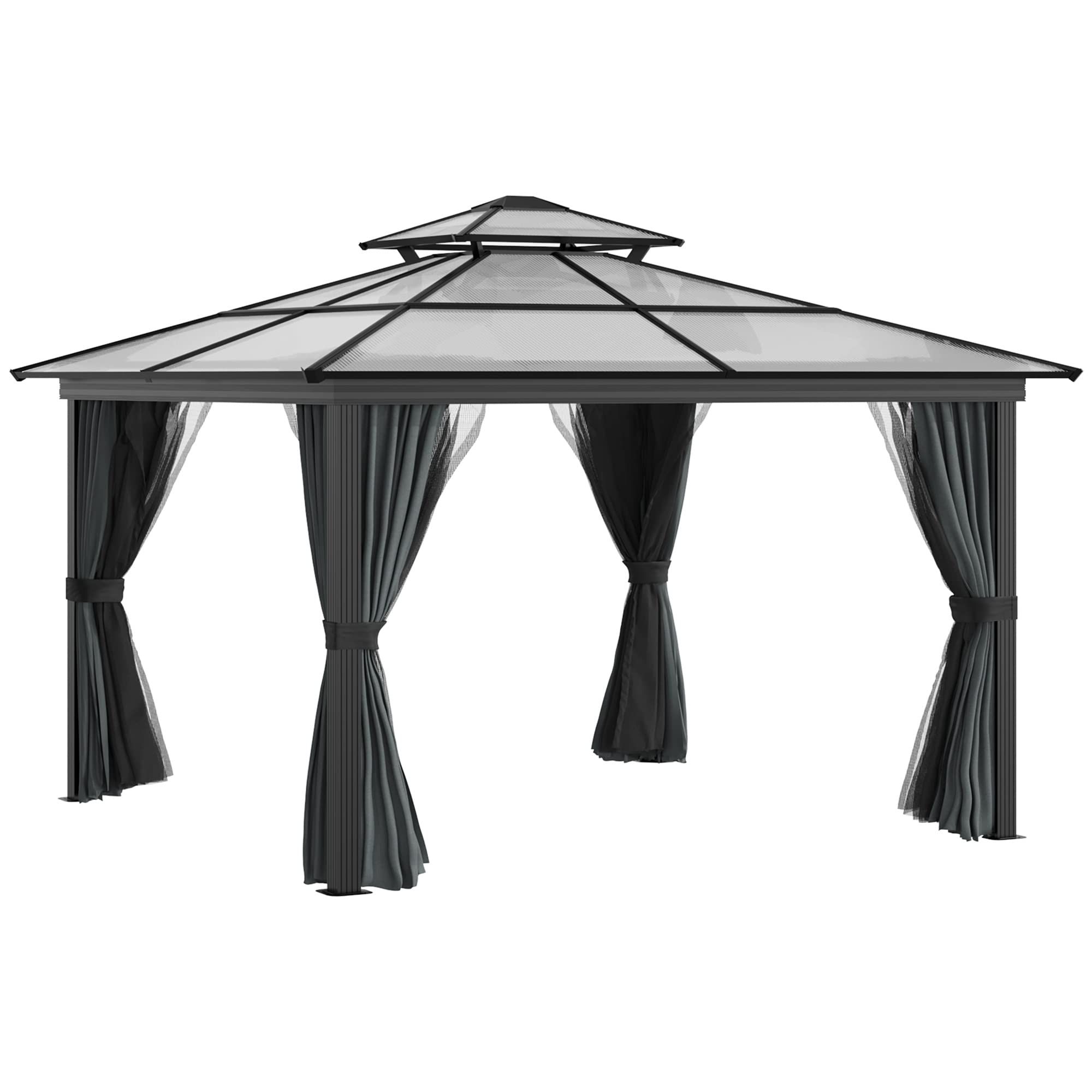 【Gazebo】10'x10', See Through Double Vented Roof, UV & Waterproof Polycarbonate Hardtop Cover