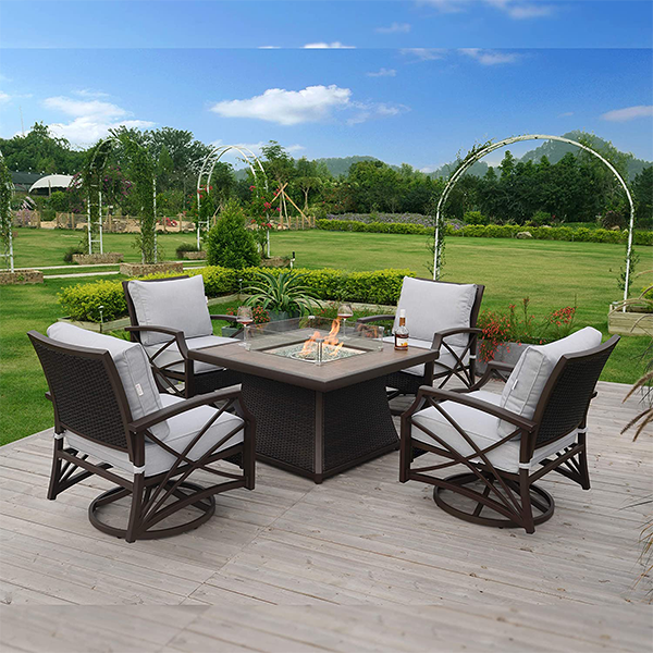 【Furniture】Kinger Home Propane Brazier Table 5-Piece Set, Suitable for Outdoor Patios