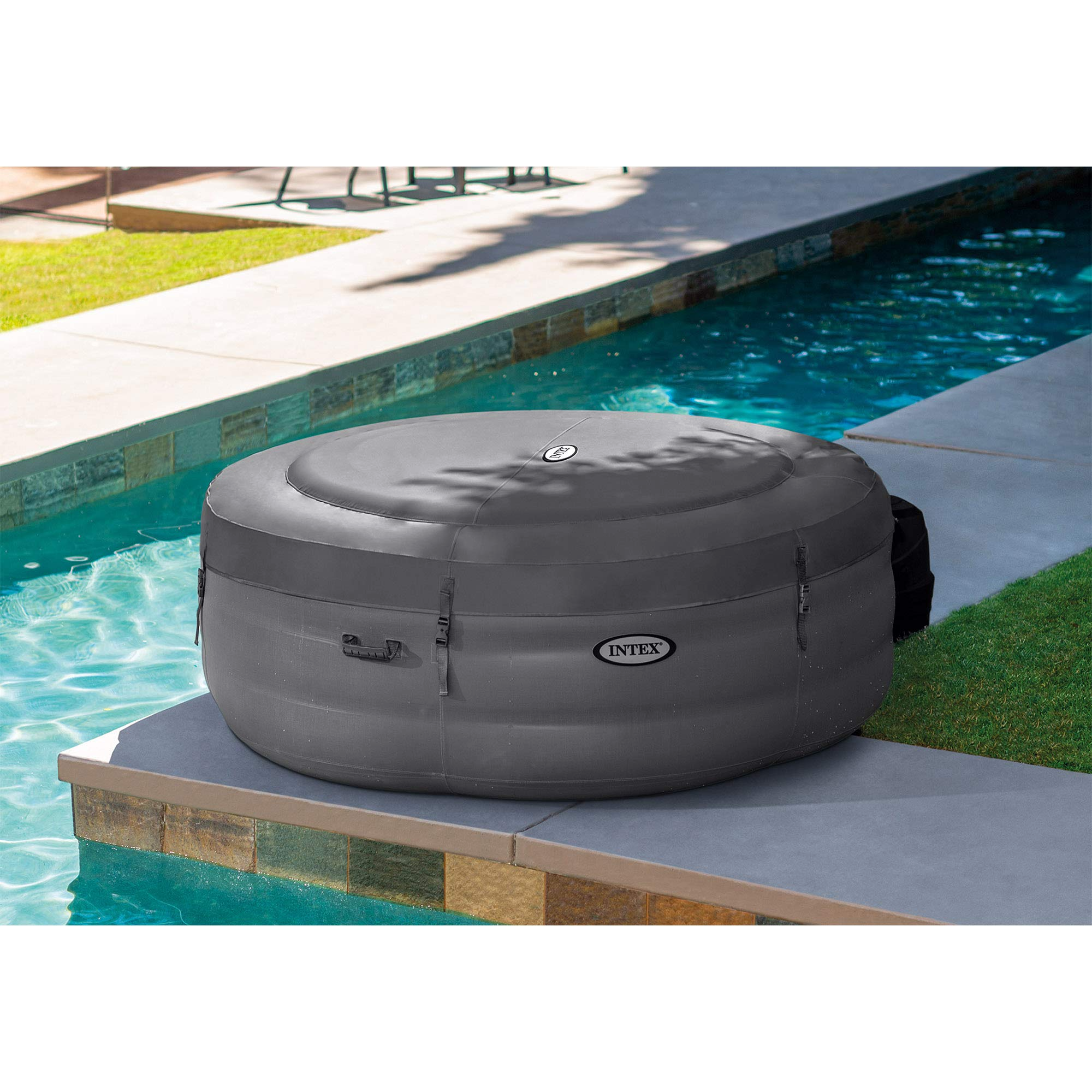 【Sports&Outdoors】Simple Spa 77in x 26in 4-Person Outdoor Portable Inflatable Round Heated Hot Tub Spa