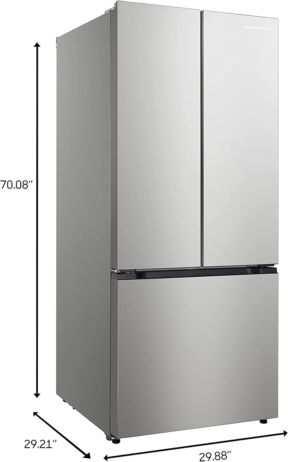 Hamilton Beach HBF1770 French Door Counter Depth Refrigerator with Freezer Drawer, 17.7 cu ft, Stainless Steel (Full Size)