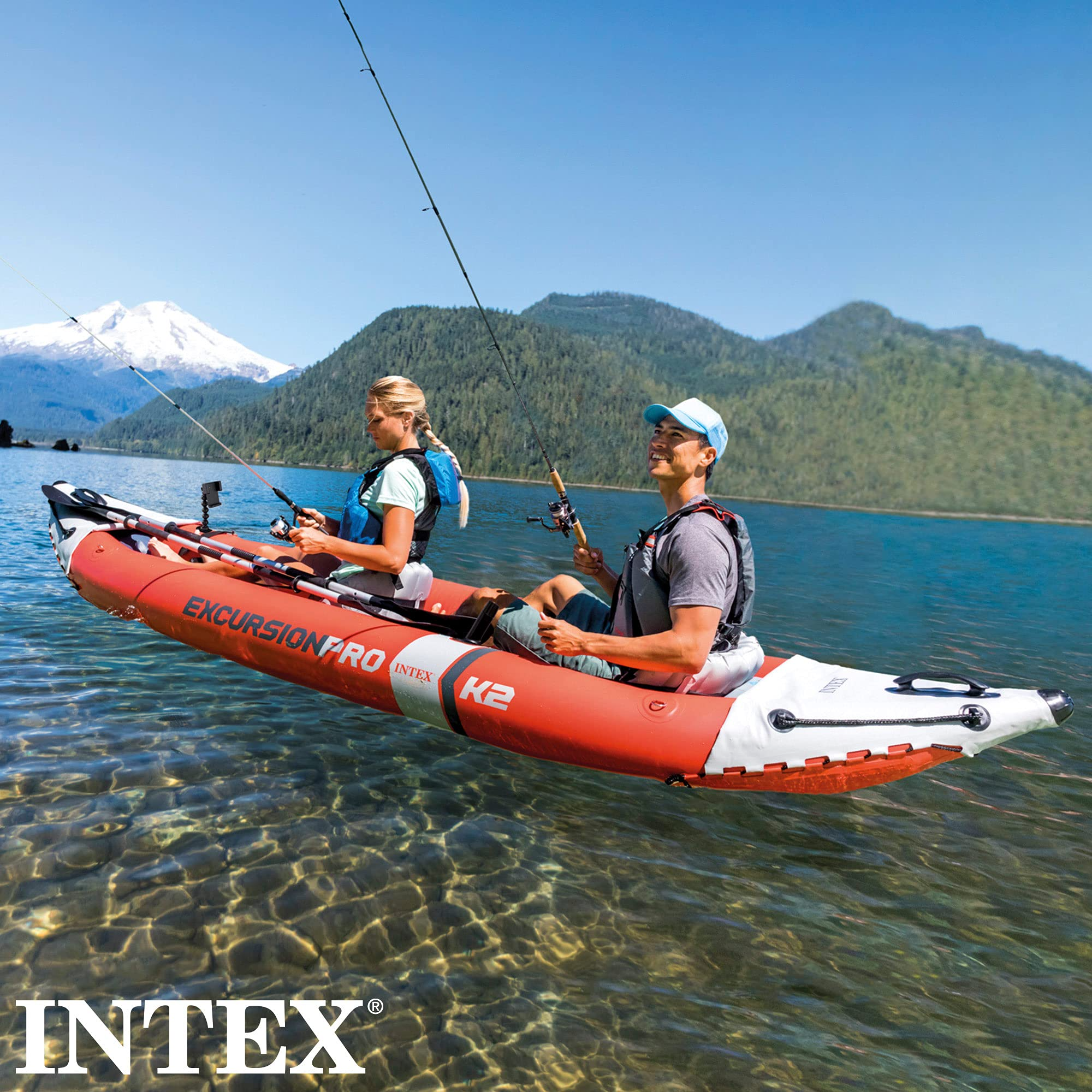 【Sports&Outdoors】Explorer K2 Kayak, 2-Person Inflatable Kayak Set with Aluminum Oars & Air Pump