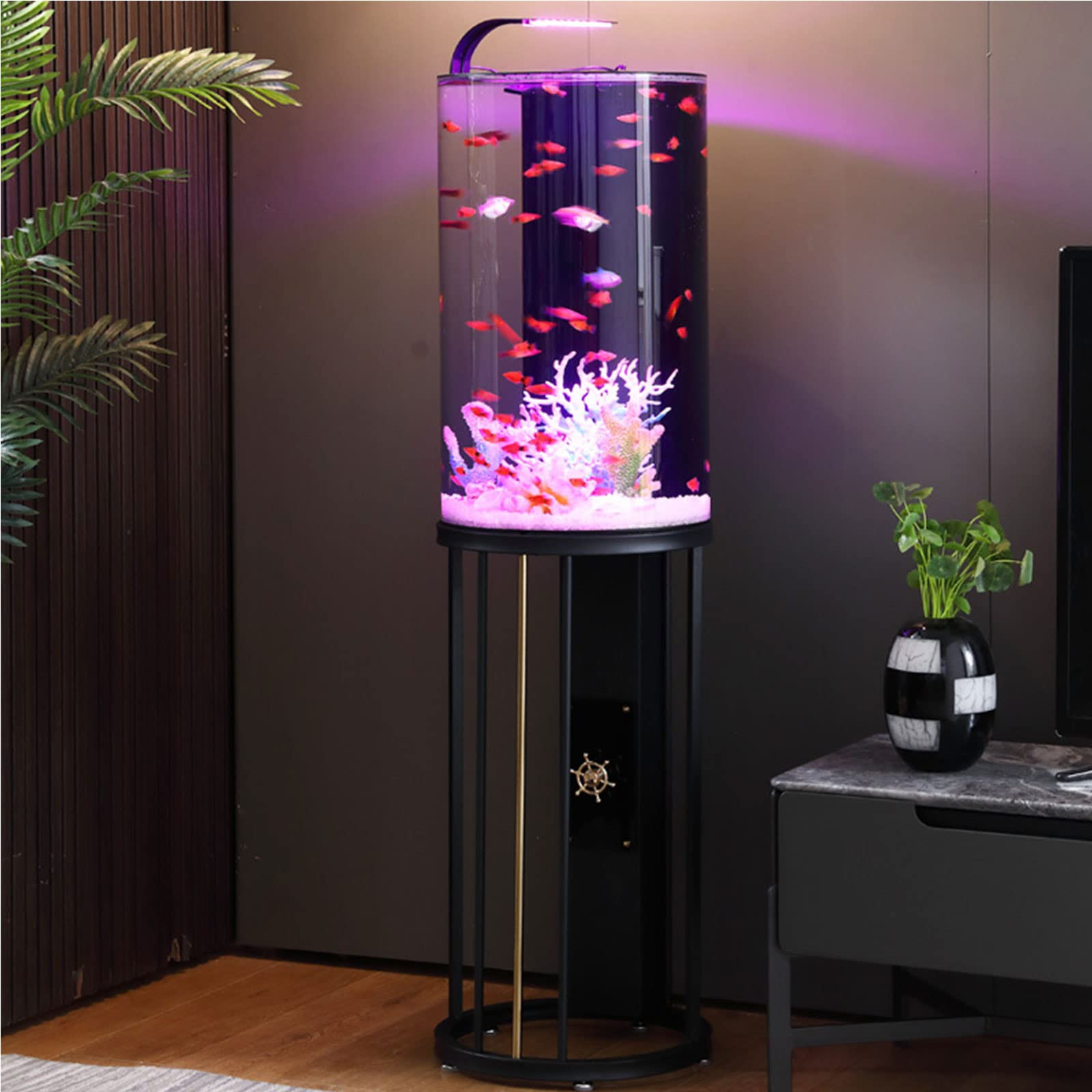 【Pet】Creative Fish Tank Ecological Floor Living Room Fish Tank Small Goldfish Tank Round Aquarium