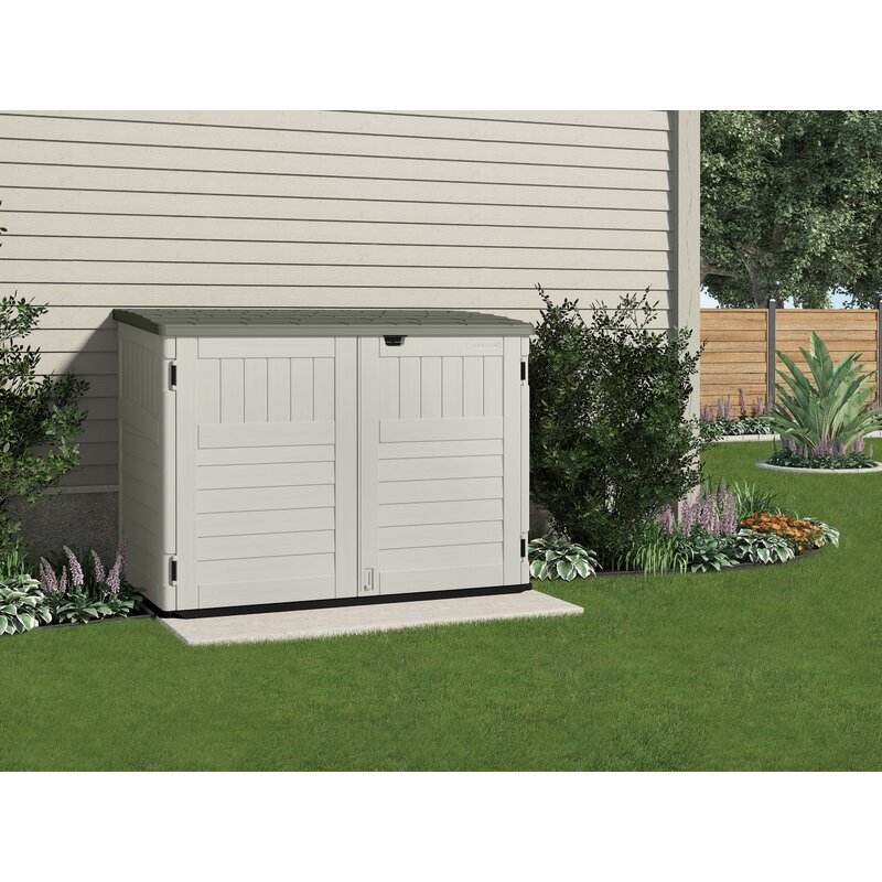 Resin Outdoor 2-Container 5 ft. 10 in. W x 3 ft. 8 in. D Plastic Horizontal Garbage Storage Shed
