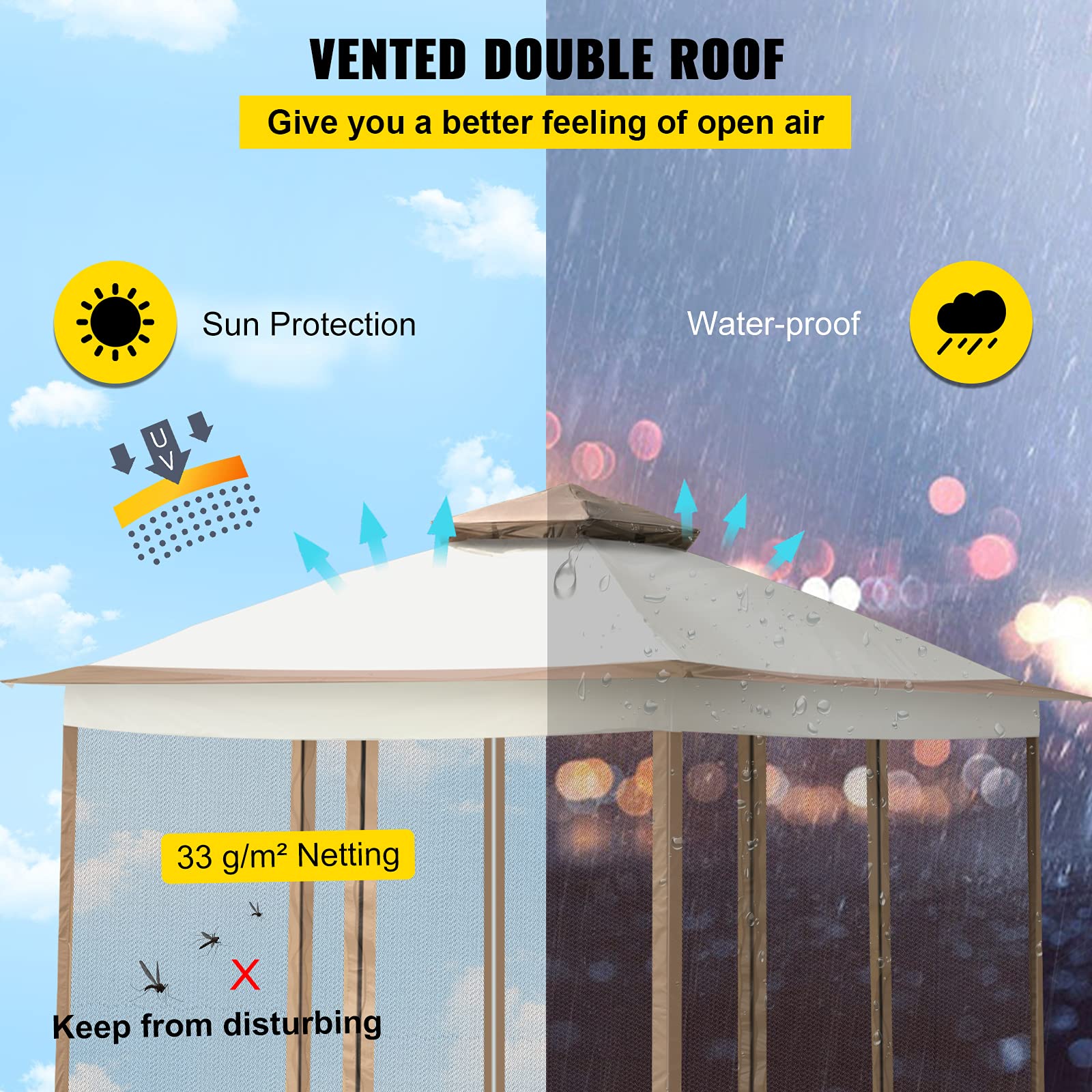 【Gazebo】Happybuy 12x12ft Outdoor Pop-Up Canopy Gazebo Starter Kit